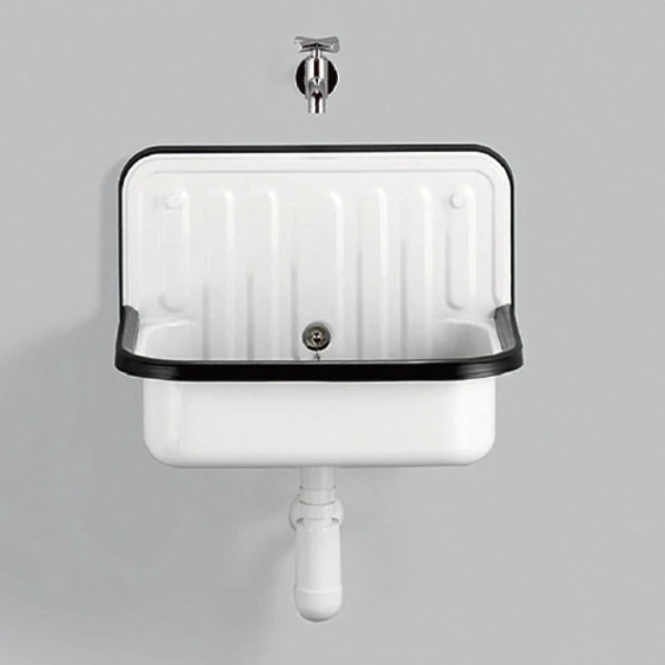 Alape Utslagsvask Med Sprutbeskyttelse Og Overløp, Hvit - Bilde 3