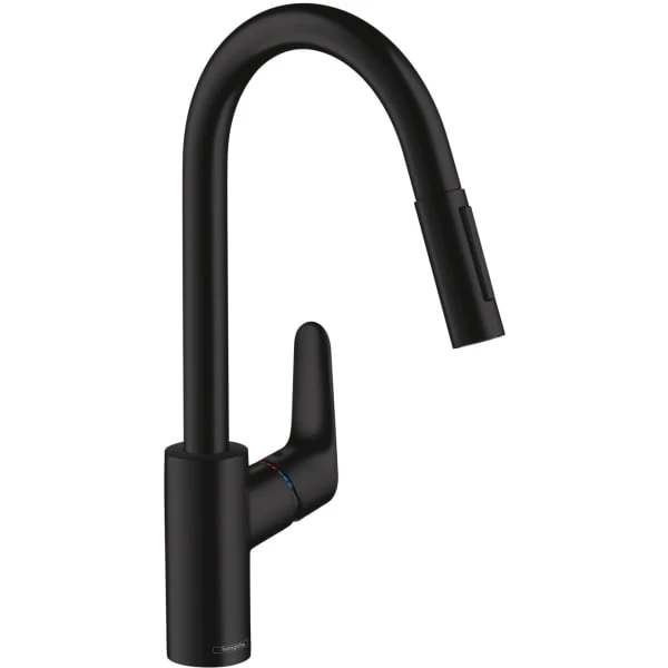 Hansgrohe Focus 240 Kjøkkenarmatur, Uttrekkbar Tut, Matt Sort