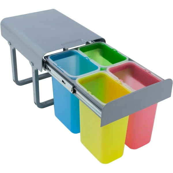 Intra Ekko 4 avfallsbeholder, 4x8 liter, gul/grønn/rød/blå Intra Ekko 4 Avfallsbeholder, 4x8 Liter, Gul/grønn/rød/blå -Intra Butikk intra ekko 4 avfallsbeholder